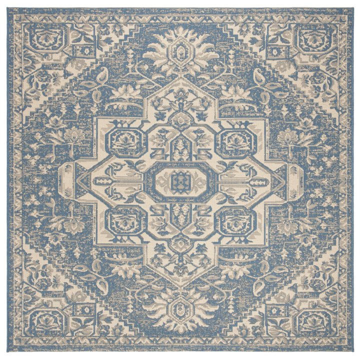 SAFAVIEH Outdoor LND138N Linden Collection Cream / Blue Rug Image 7