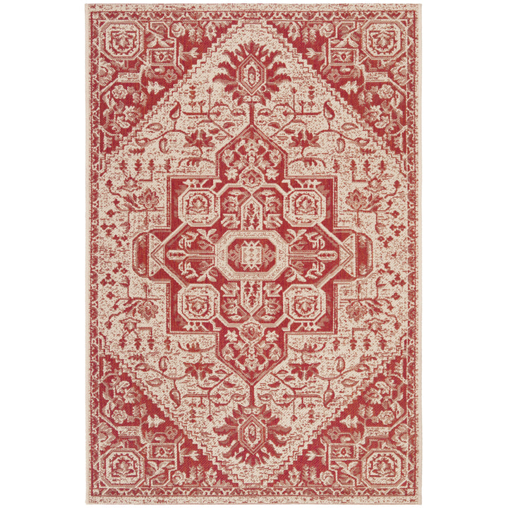 SAFAVIEH Outdoor LND138Q Linden Collection Red / Creme Rug Image 10