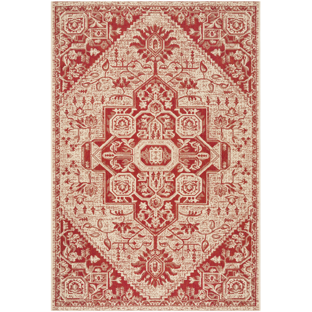 SAFAVIEH Outdoor LND138Q Linden Collection Red / Creme Rug Image 11