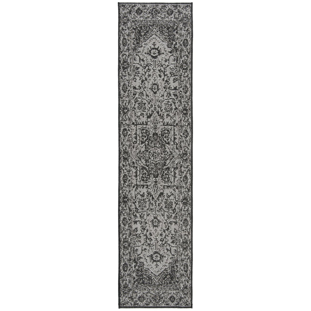 SAFAVIEH Outdoor LND139A Linden Light Grey / Charcoal Rug Image 10