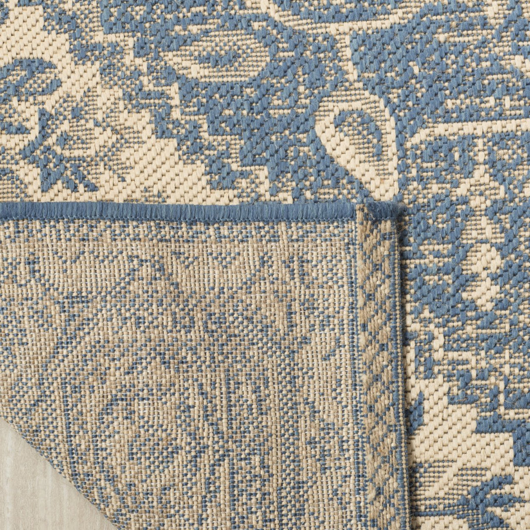 SAFAVIEH Outdoor LND138N Linden Collection Cream / Blue Rug Image 9