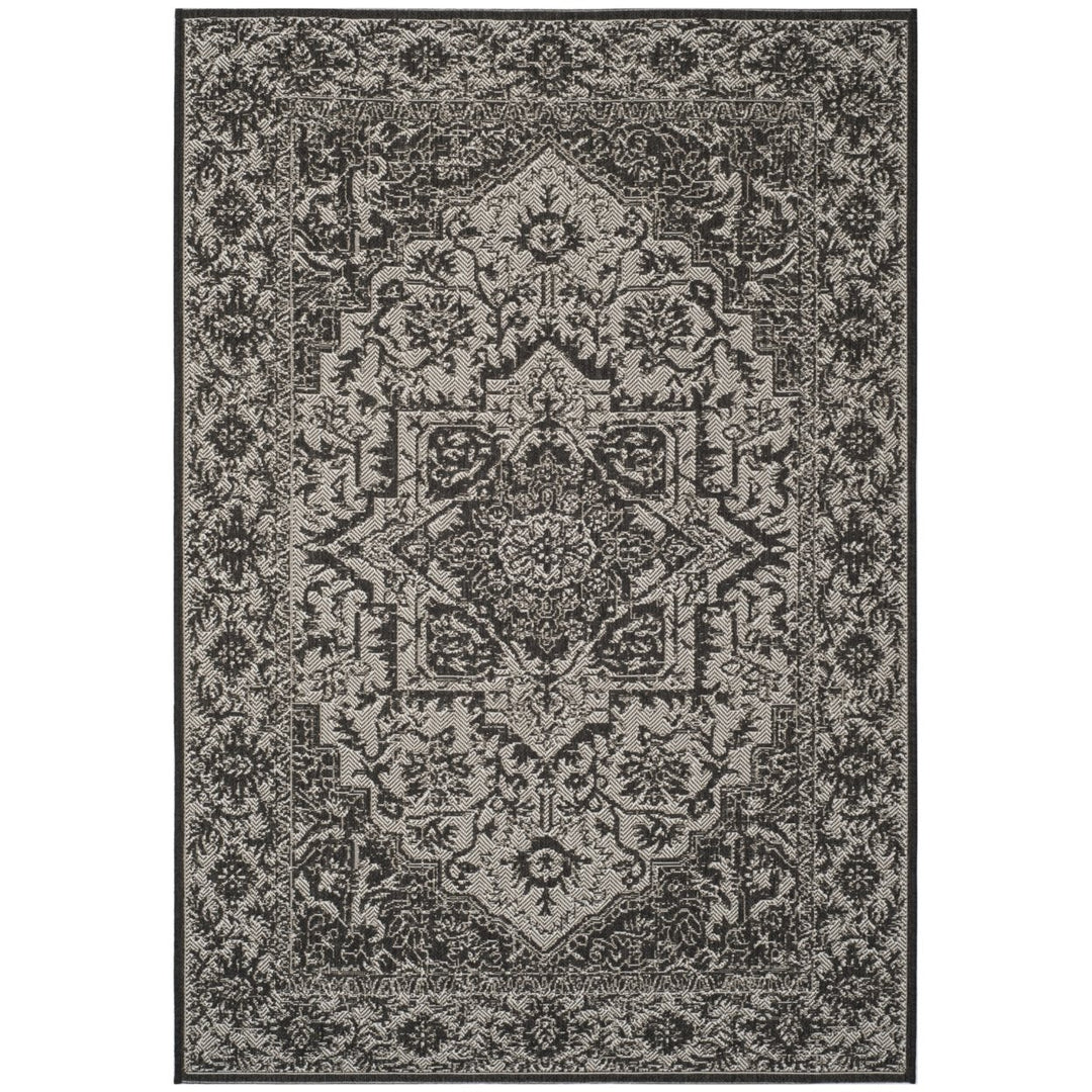 SAFAVIEH Outdoor LND139A Linden Light Grey / Charcoal Rug Image 1