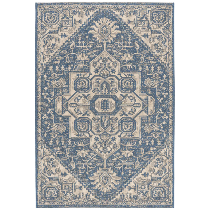 SAFAVIEH Outdoor LND138N Linden Collection Cream / Blue Rug Image 10