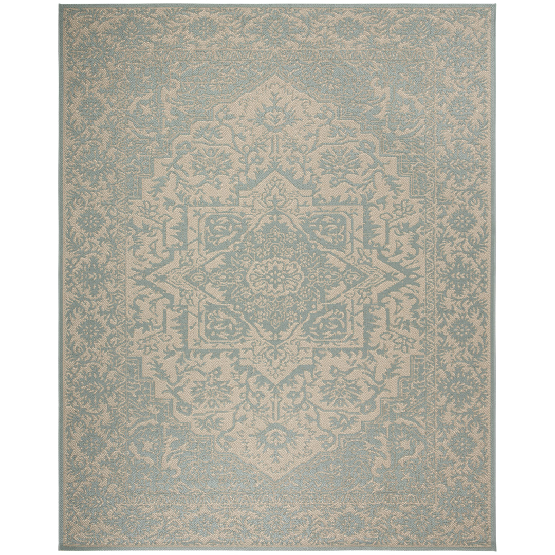 SAFAVIEH Outdoor LND139L Linden Collection Cream / Aqua Rug Image 3