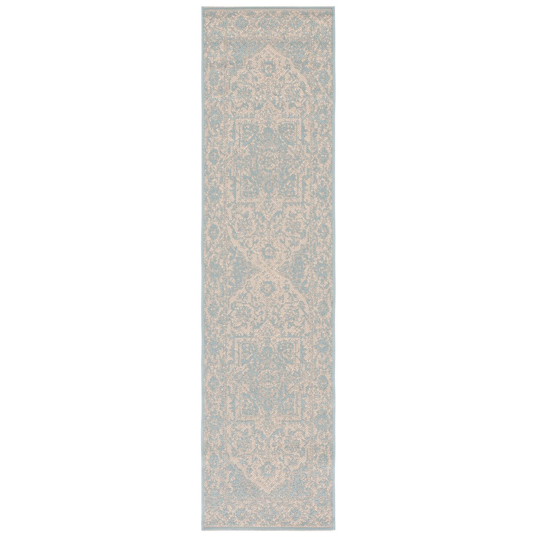 SAFAVIEH Outdoor LND139L Linden Collection Cream / Aqua Rug Image 5