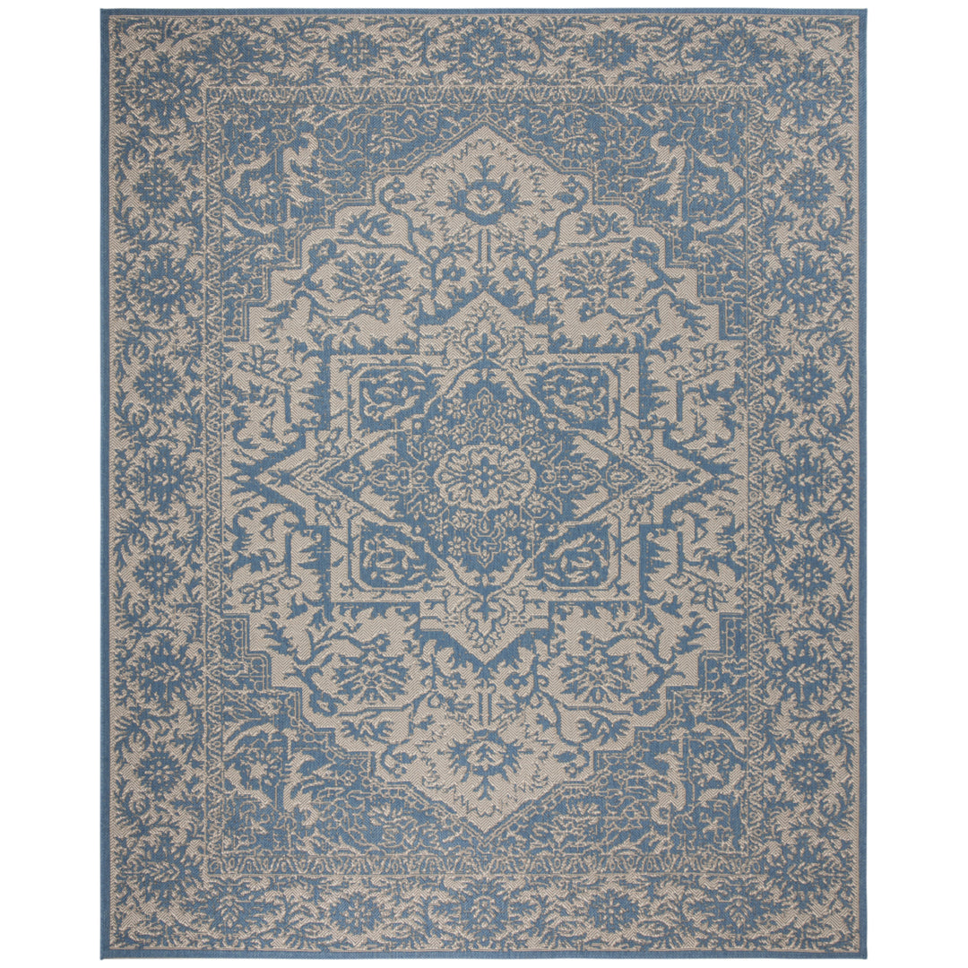 SAFAVIEH Outdoor LND139N Linden Collection Cream / Blue Rug Image 4