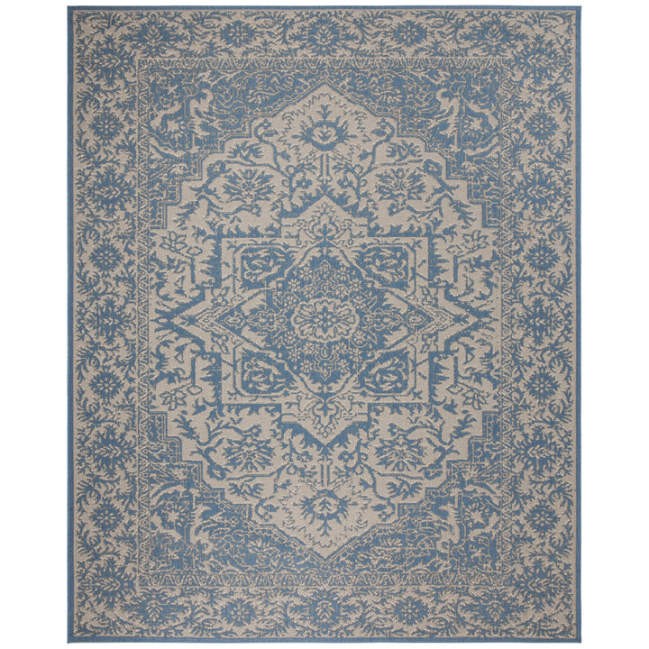 SAFAVIEH Outdoor LND139N Linden Collection Cream / Blue Rug Image 4