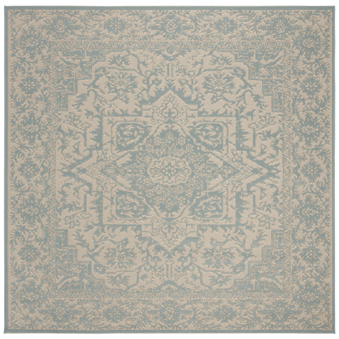 SAFAVIEH Outdoor LND139L Linden Collection Cream / Aqua Rug Image 6