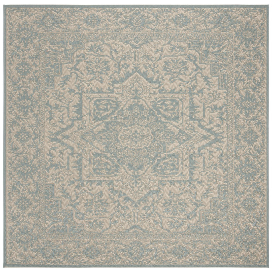 SAFAVIEH Outdoor LND139L Linden Collection Cream / Aqua Rug Image 1