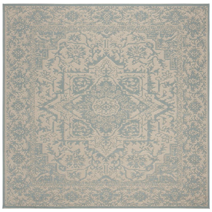 SAFAVIEH Outdoor LND139L Linden Collection Cream / Aqua Rug Image 1