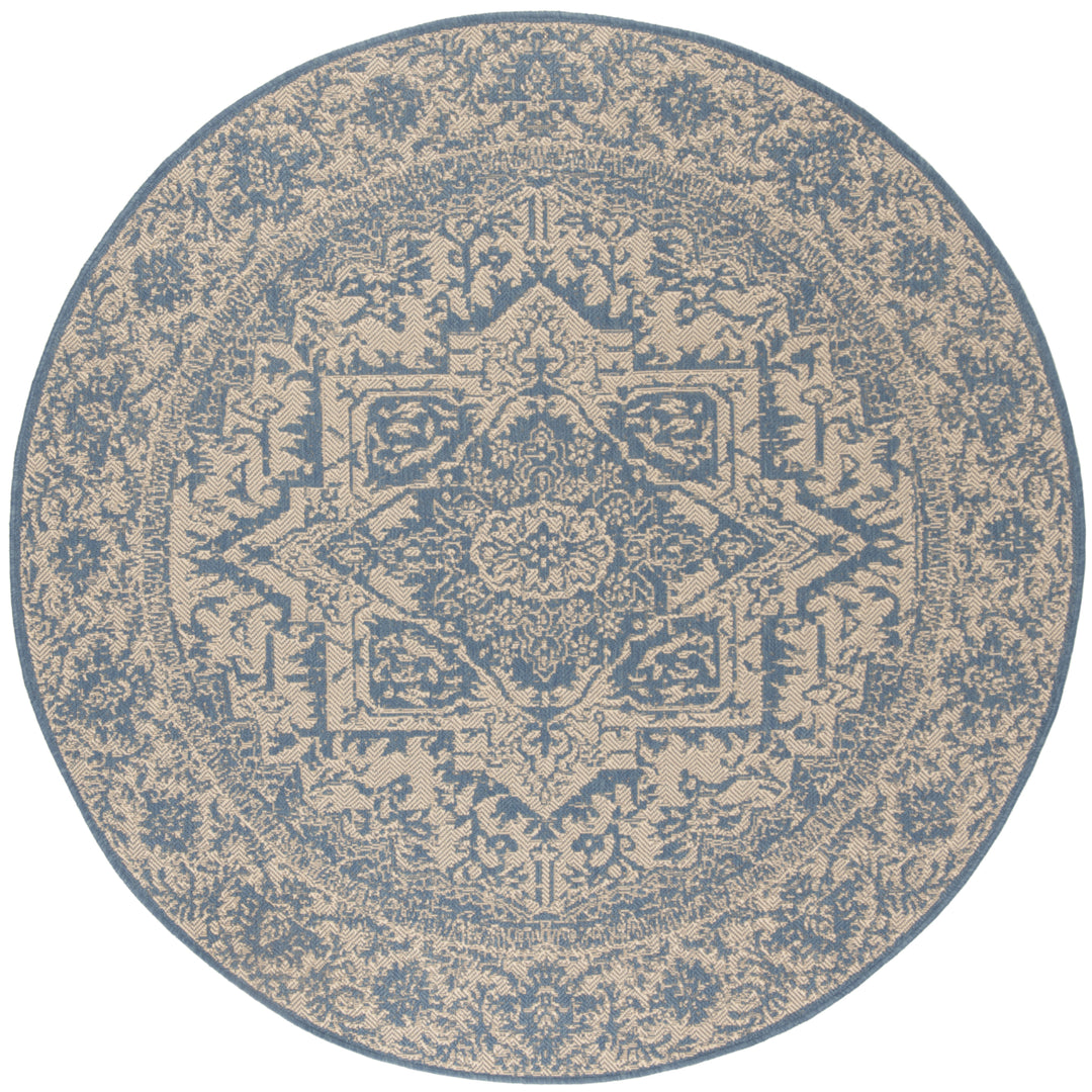 SAFAVIEH Outdoor LND139N Linden Collection Cream / Blue Rug Image 5