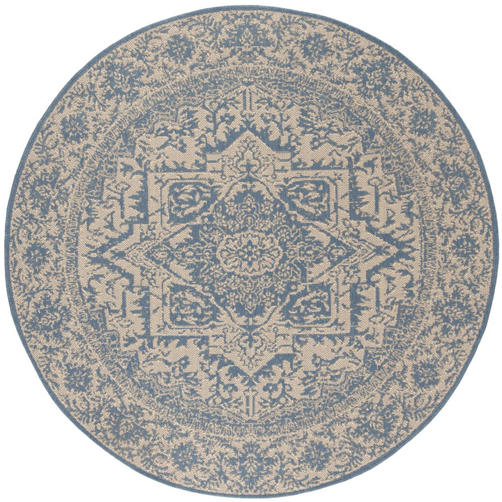 SAFAVIEH Outdoor LND139N Linden Collection Cream / Blue Rug Image 1