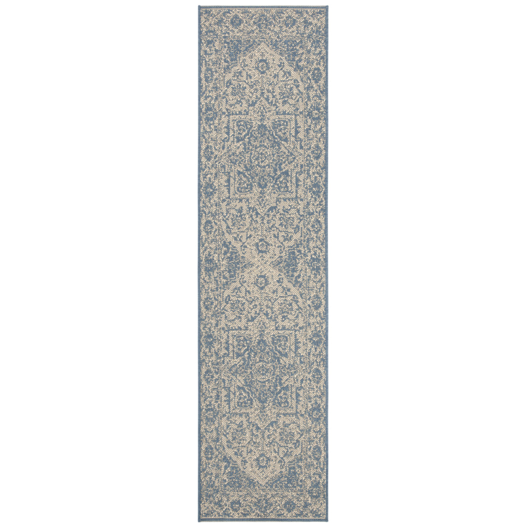 SAFAVIEH Outdoor LND139N Linden Collection Cream / Blue Rug Image 6