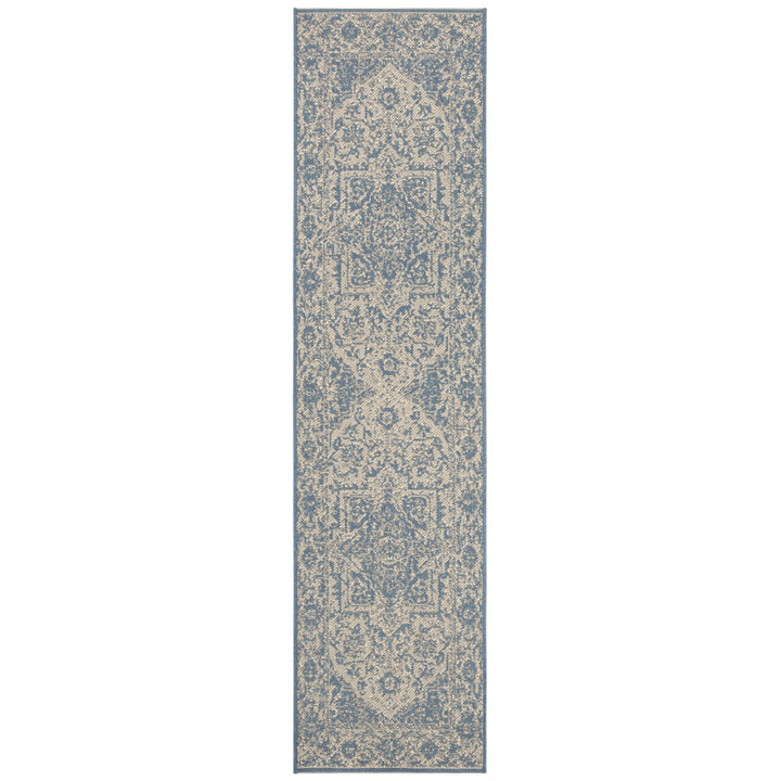 SAFAVIEH Outdoor LND139N Linden Collection Cream / Blue Rug Image 6