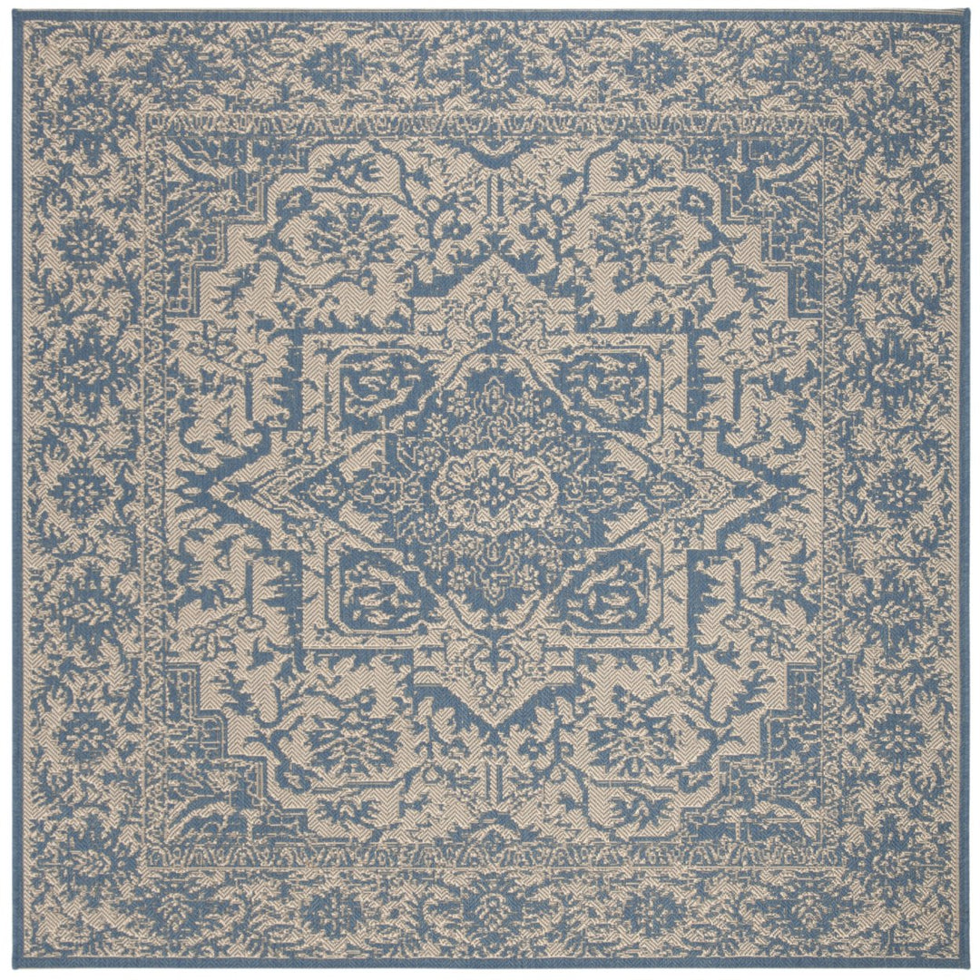 SAFAVIEH Outdoor LND139N Linden Collection Cream / Blue Rug Image 7