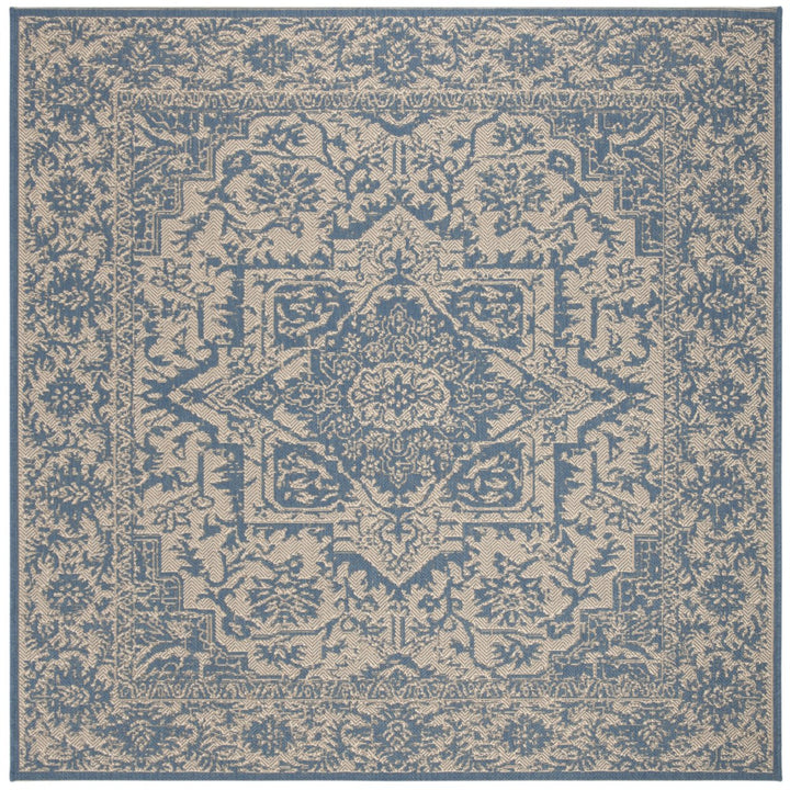 SAFAVIEH Outdoor LND139N Linden Collection Cream / Blue Rug Image 7