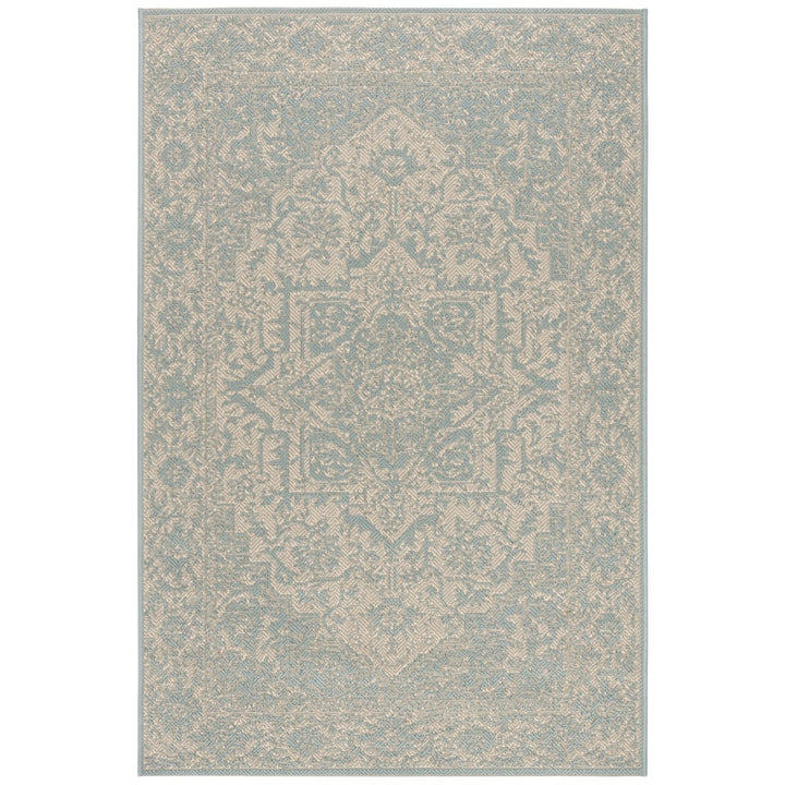 SAFAVIEH Outdoor LND139L Linden Collection Cream / Aqua Rug Image 9