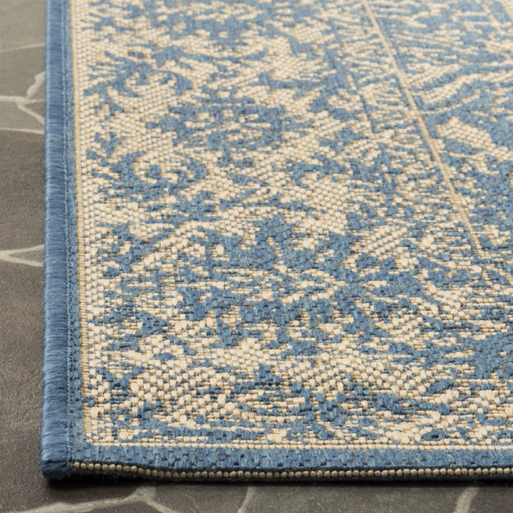 SAFAVIEH Outdoor LND139N Linden Collection Cream / Blue Rug Image 8