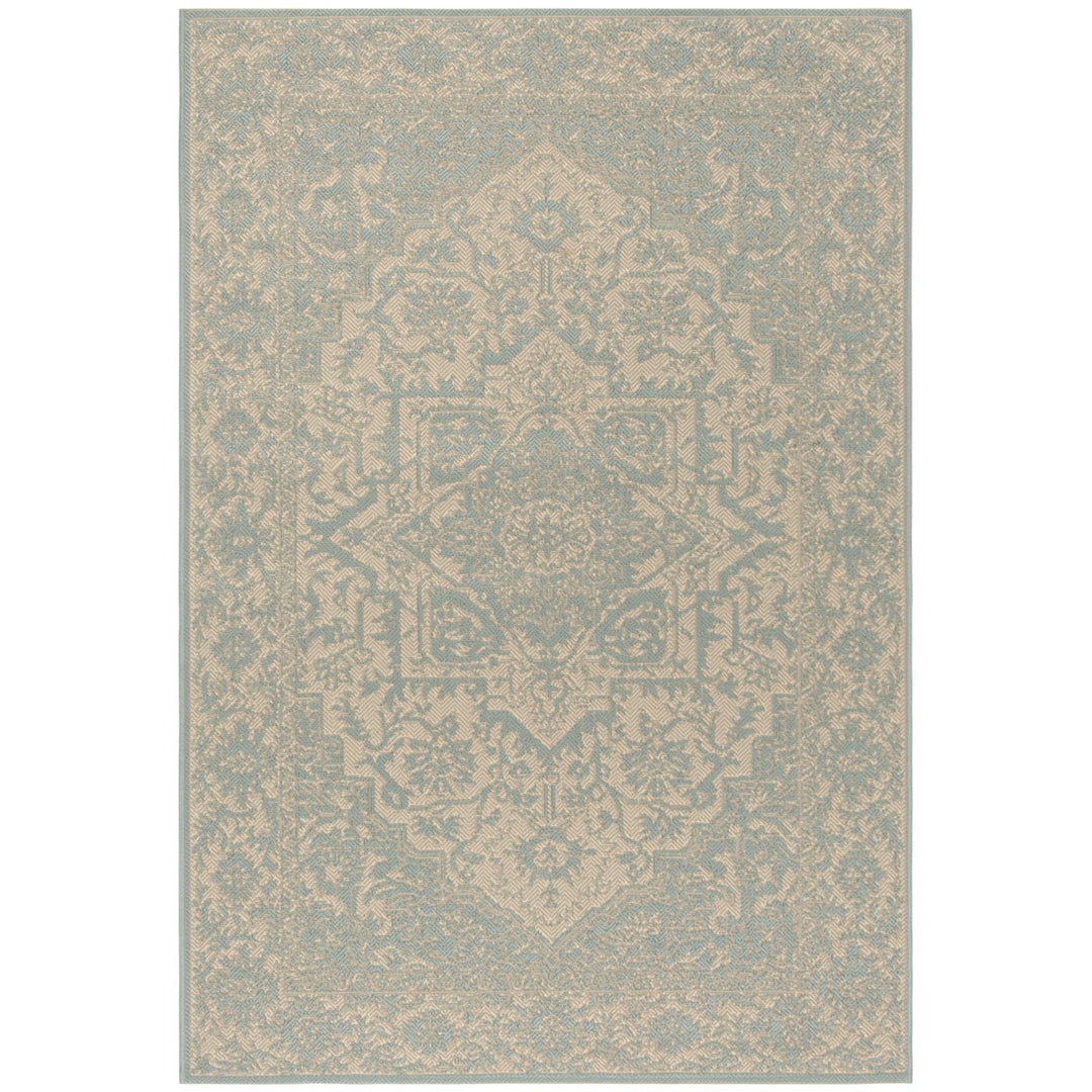 SAFAVIEH Outdoor LND139L Linden Collection Cream / Aqua Rug Image 10