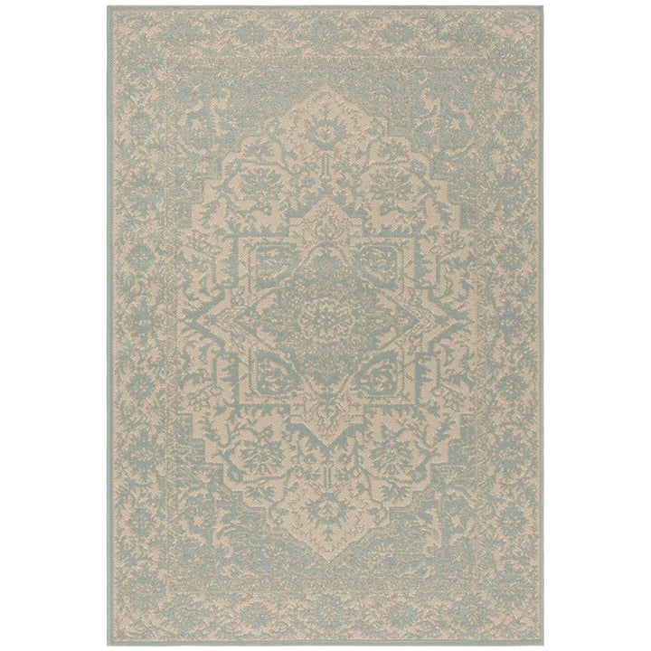 SAFAVIEH Outdoor LND139L Linden Collection Cream / Aqua Rug Image 10