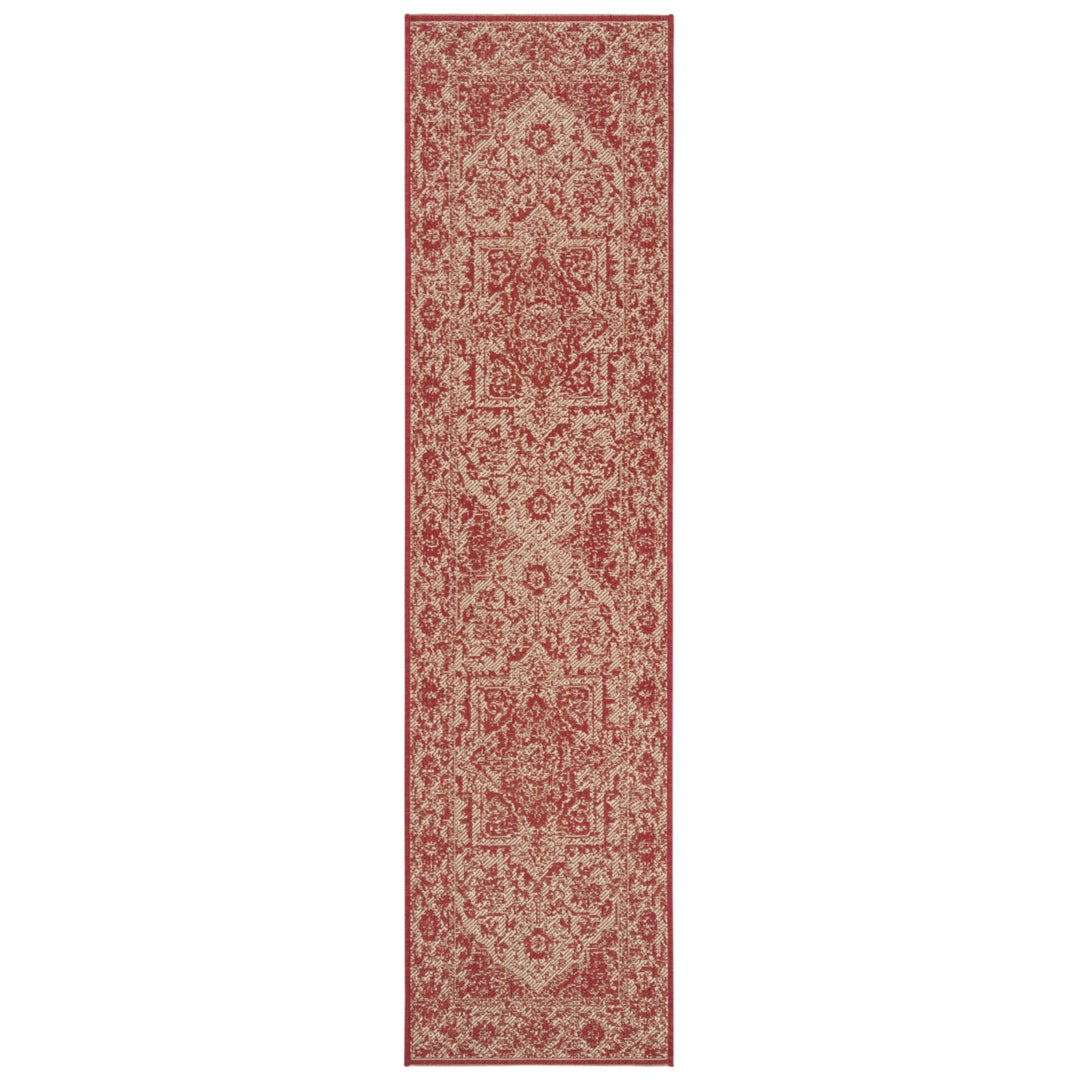 SAFAVIEH Outdoor LND139Q Linden Collection Red / Creme Rug Image 1