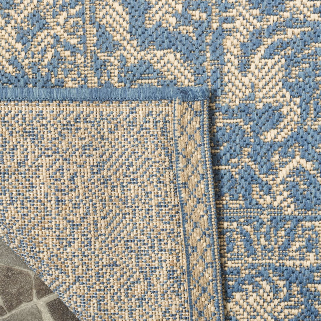 SAFAVIEH Outdoor LND139N Linden Collection Cream / Blue Rug Image 9