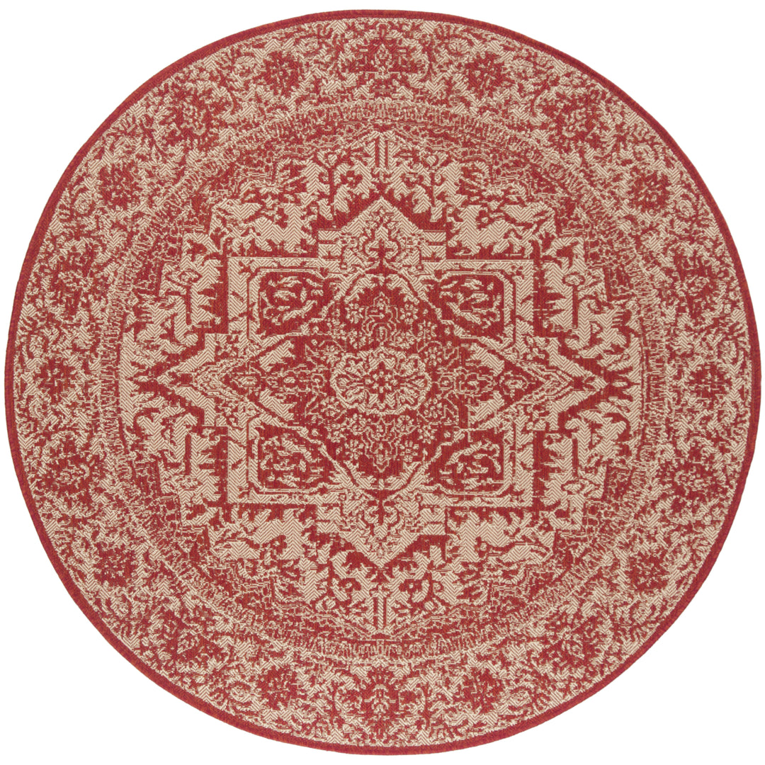 SAFAVIEH Outdoor LND139Q Linden Collection Red / Creme Rug Image 4