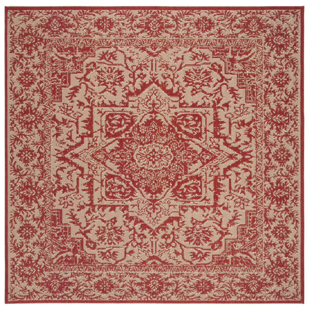 SAFAVIEH Outdoor LND139Q Linden Collection Red / Creme Rug Image 5