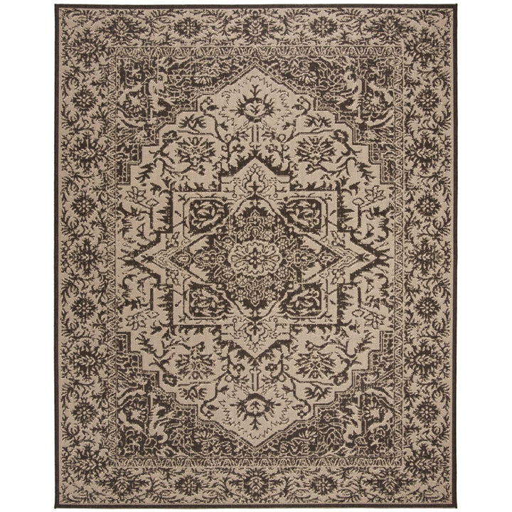 SAFAVIEH Outdoor LND139U Linden Collection Creme / Brown Rug Image 4