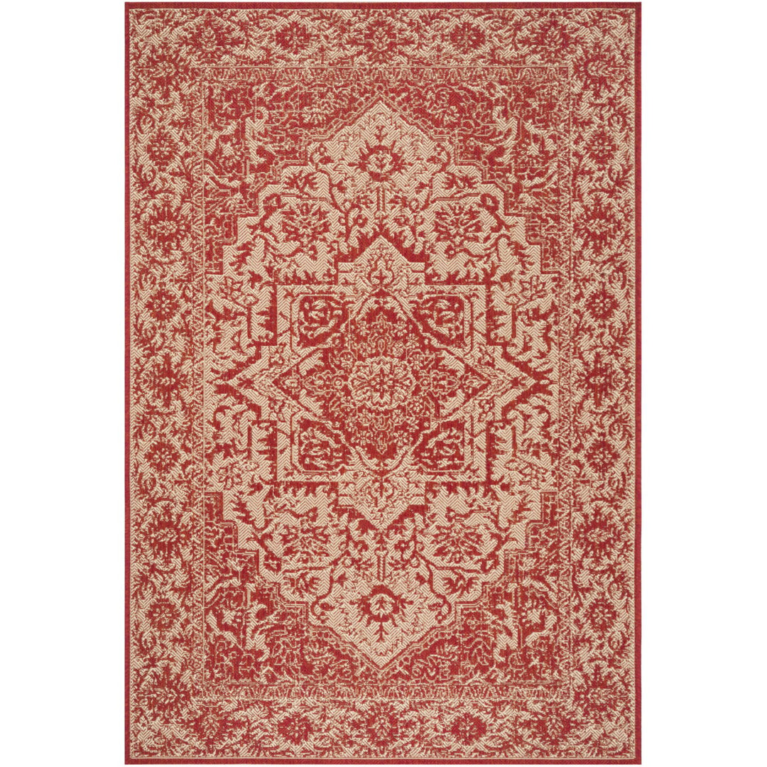 SAFAVIEH Outdoor LND139Q Linden Collection Red / Creme Rug Image 1