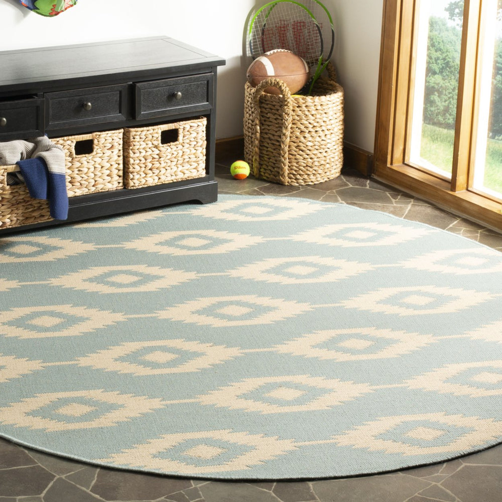 SAFAVIEH Outdoor LND171L Linden Collection Cream / Aqua Rug Image 2