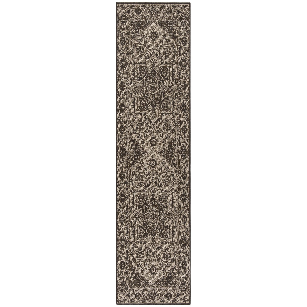 SAFAVIEH Outdoor LND139U Linden Collection Creme / Brown Rug Image 1