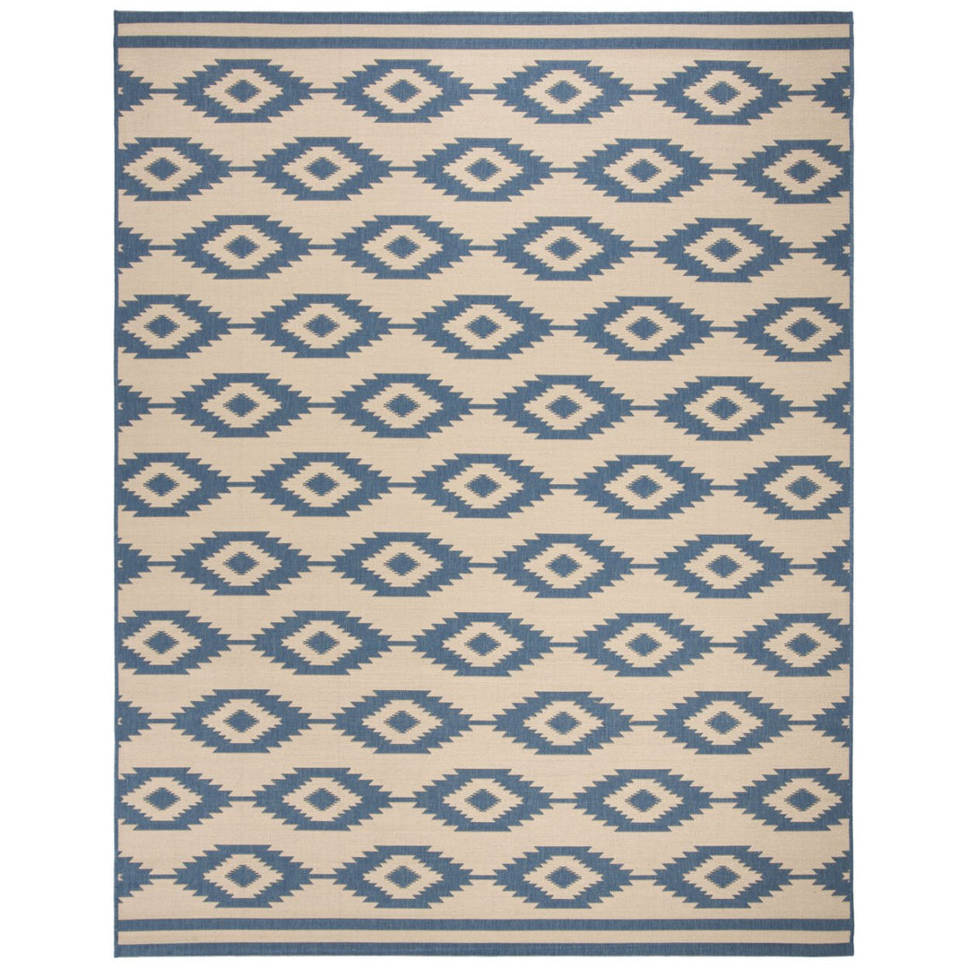 SAFAVIEH Outdoor LND171M Linden Collection Blue / Creme Rug Image 4