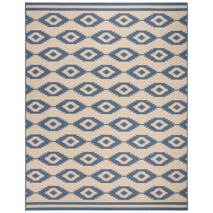 SAFAVIEH Outdoor LND171M Linden Collection Blue / Creme Rug Image 4