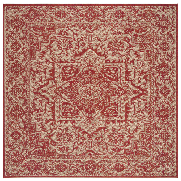 SAFAVIEH Outdoor LND139Q Linden Collection Red / Creme Rug Image 9