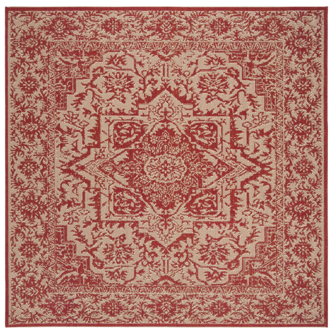 SAFAVIEH Outdoor LND139Q Linden Collection Red / Creme Rug Image 1