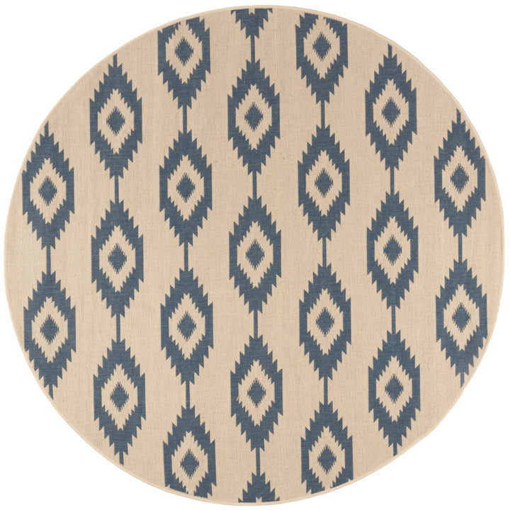 SAFAVIEH Outdoor LND171M Linden Collection Blue / Creme Rug Image 5