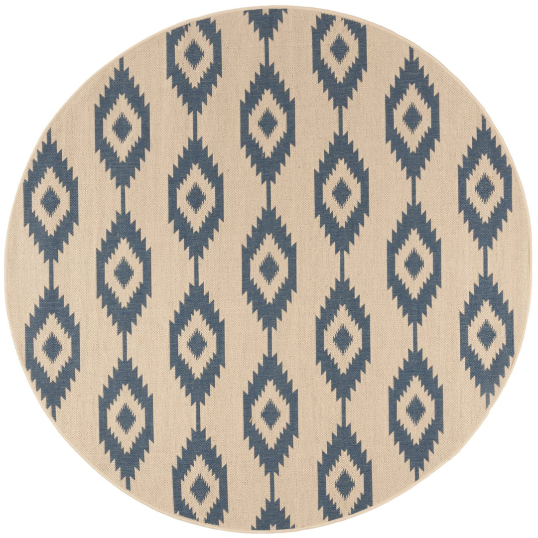 SAFAVIEH Outdoor LND171M Linden Collection Blue / Creme Rug Image 1