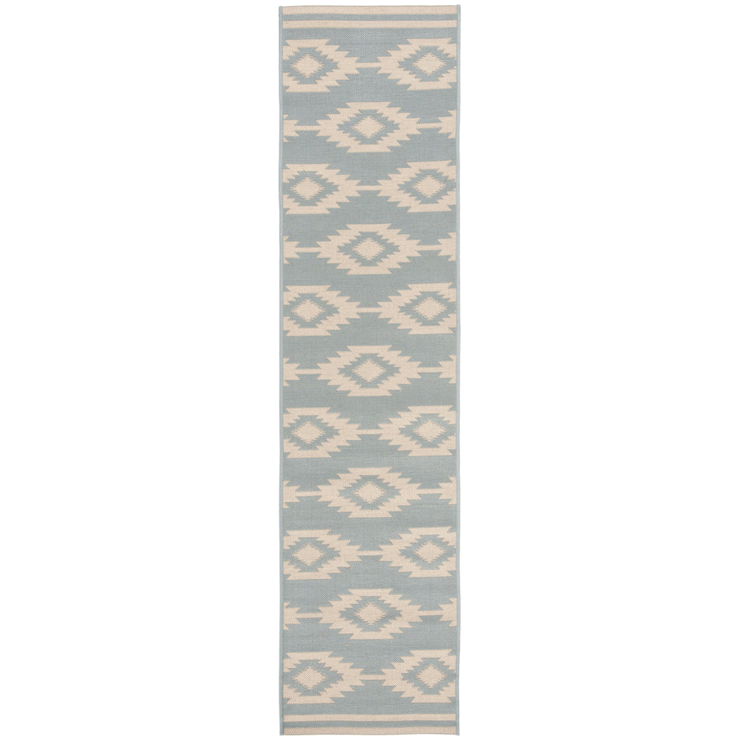 SAFAVIEH Outdoor LND171L Linden Collection Cream / Aqua Rug Image 6