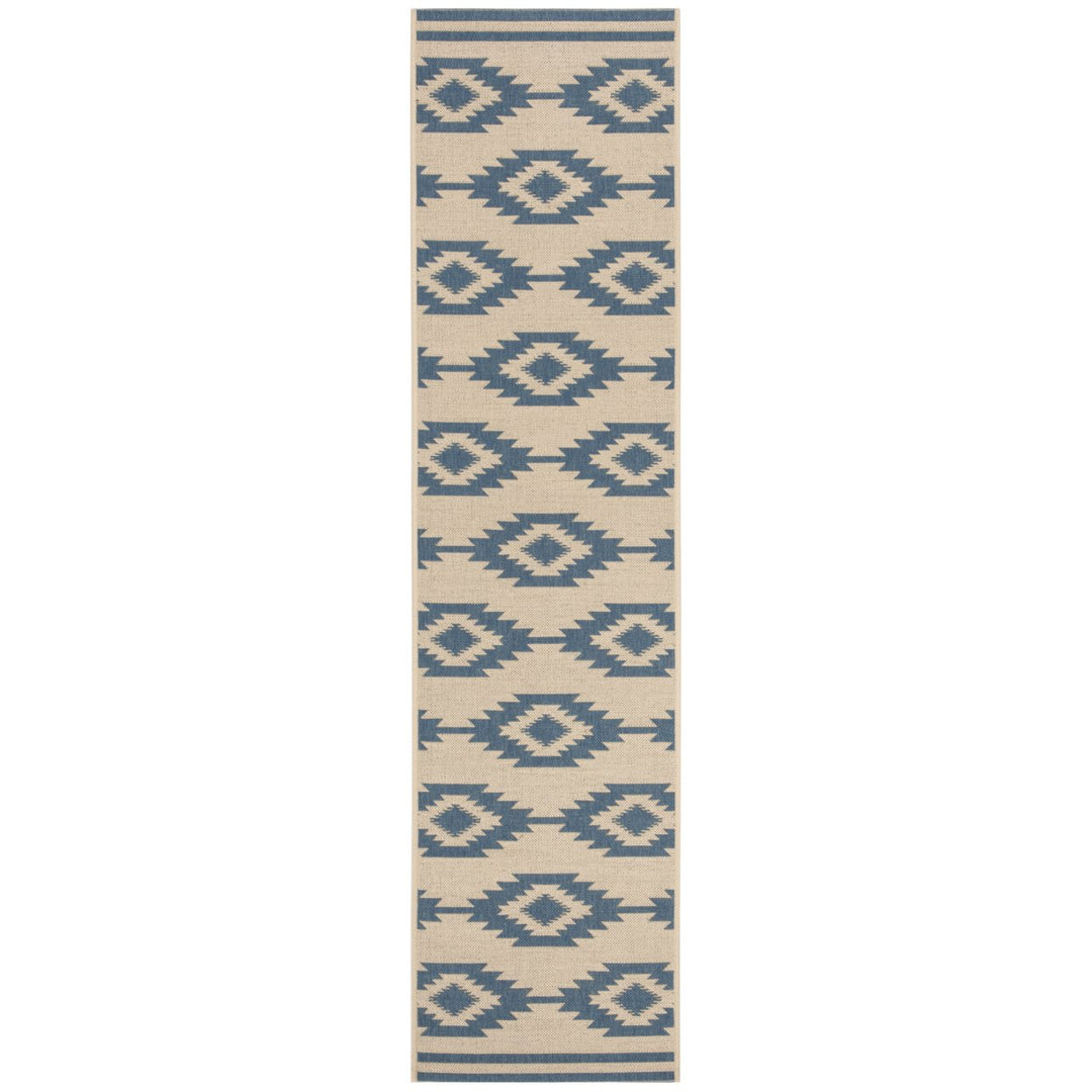 SAFAVIEH Outdoor LND171M Linden Collection Blue / Creme Rug Image 1