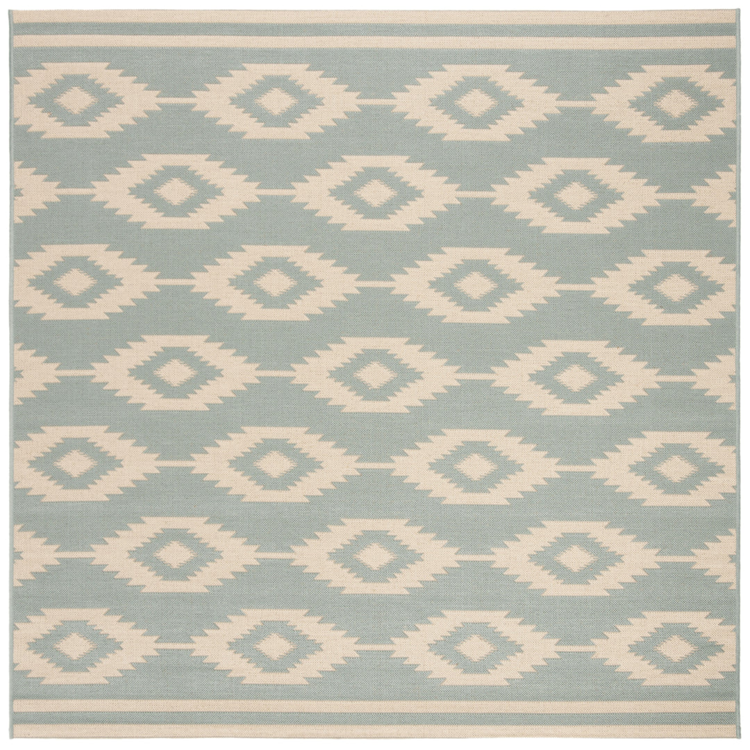 SAFAVIEH Outdoor LND171L Linden Collection Cream / Aqua Rug Image 7