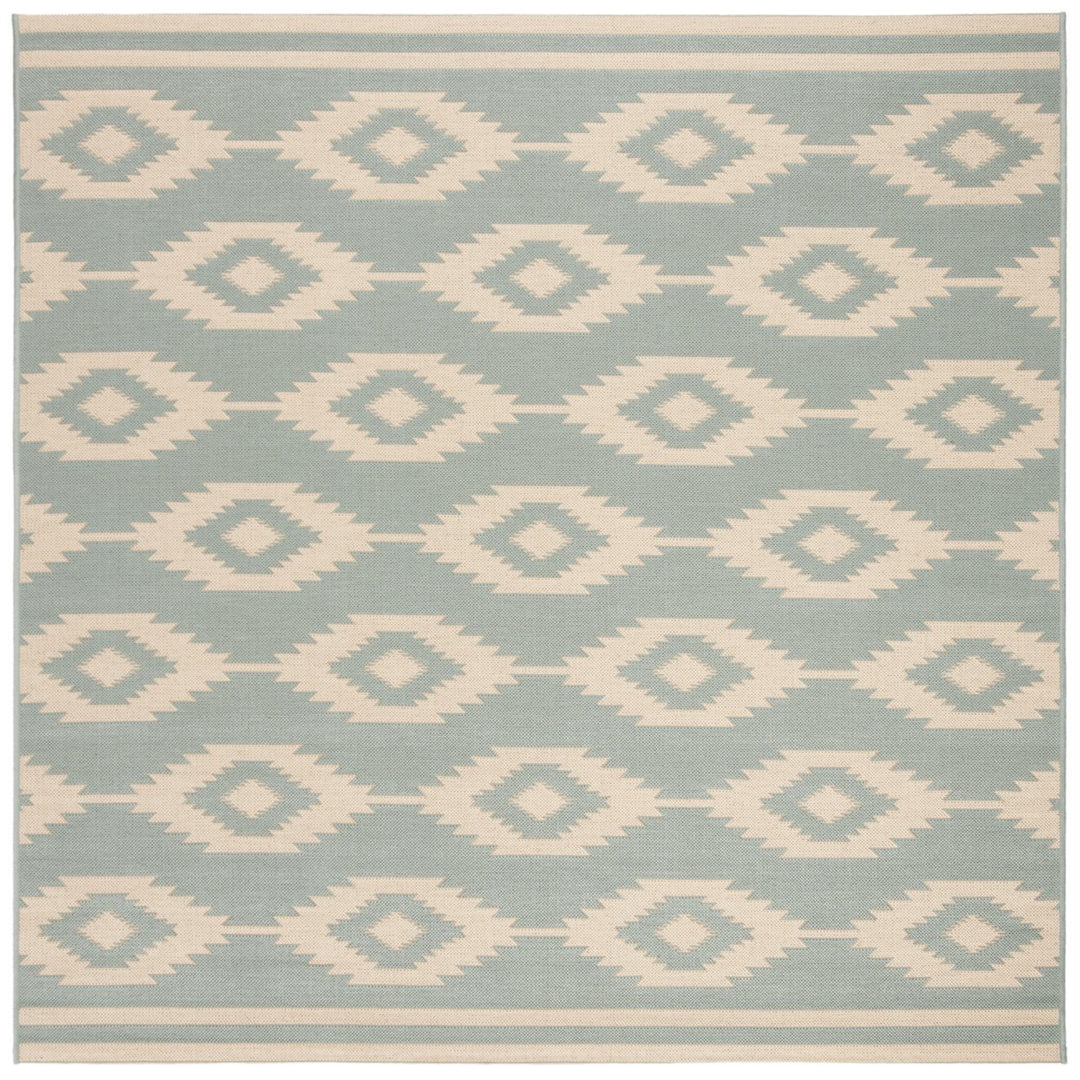 SAFAVIEH Outdoor LND171L Linden Collection Cream / Aqua Rug Image 1