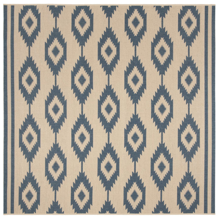 SAFAVIEH Outdoor LND171M Linden Collection Blue / Creme Rug Image 7