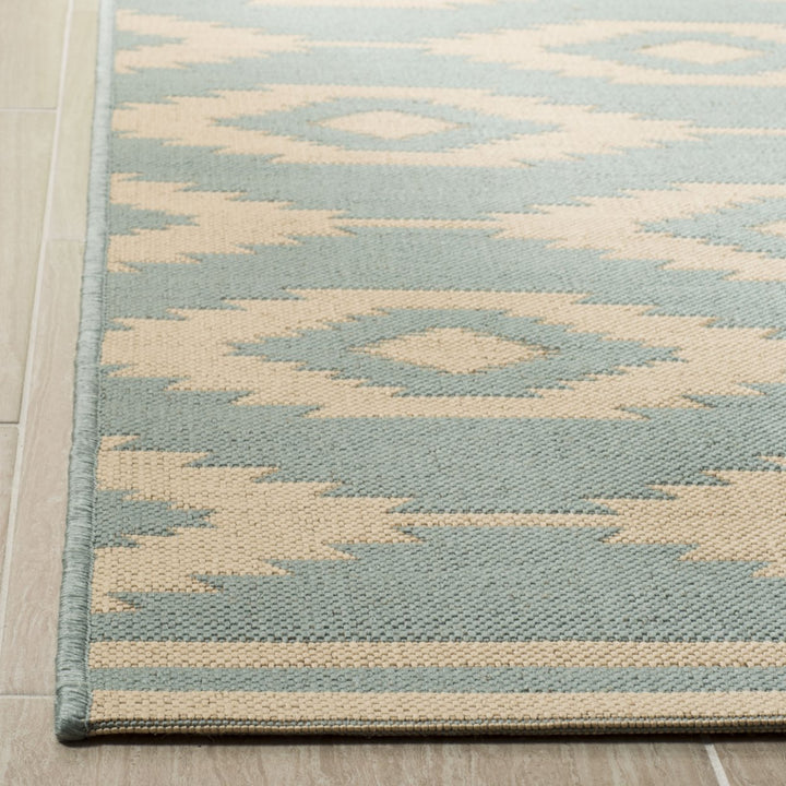 SAFAVIEH Outdoor LND171L Linden Collection Cream / Aqua Rug Image 8