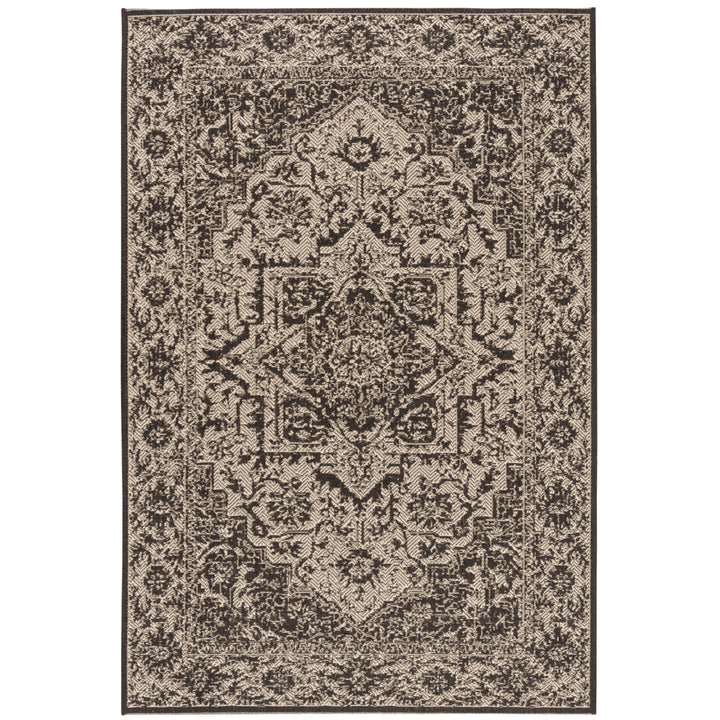 SAFAVIEH Outdoor LND139U Linden Collection Creme / Brown Rug Image 10