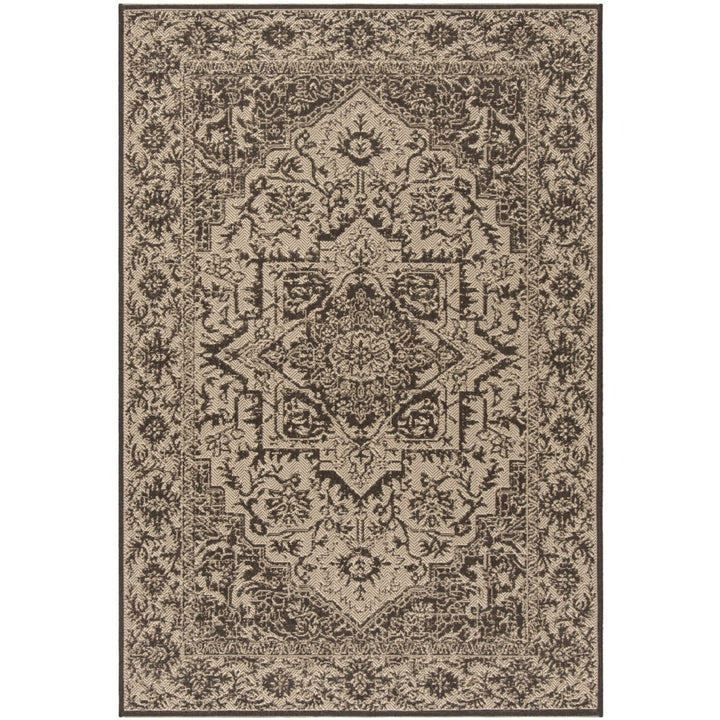 SAFAVIEH Outdoor LND139U Linden Collection Creme / Brown Rug Image 11