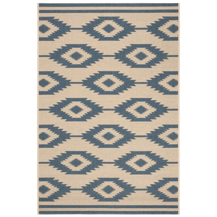 SAFAVIEH Outdoor LND171M Linden Collection Blue / Creme Rug Image 10