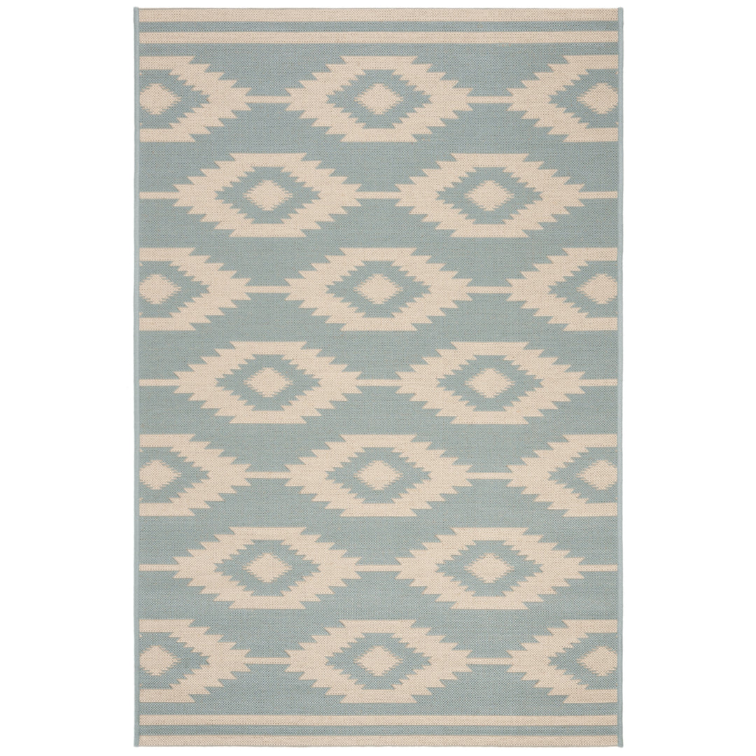 SAFAVIEH Outdoor LND171L Linden Collection Cream / Aqua Rug Image 10