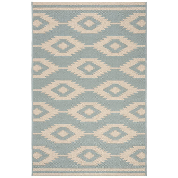 SAFAVIEH Outdoor LND171L Linden Collection Cream / Aqua Rug Image 1