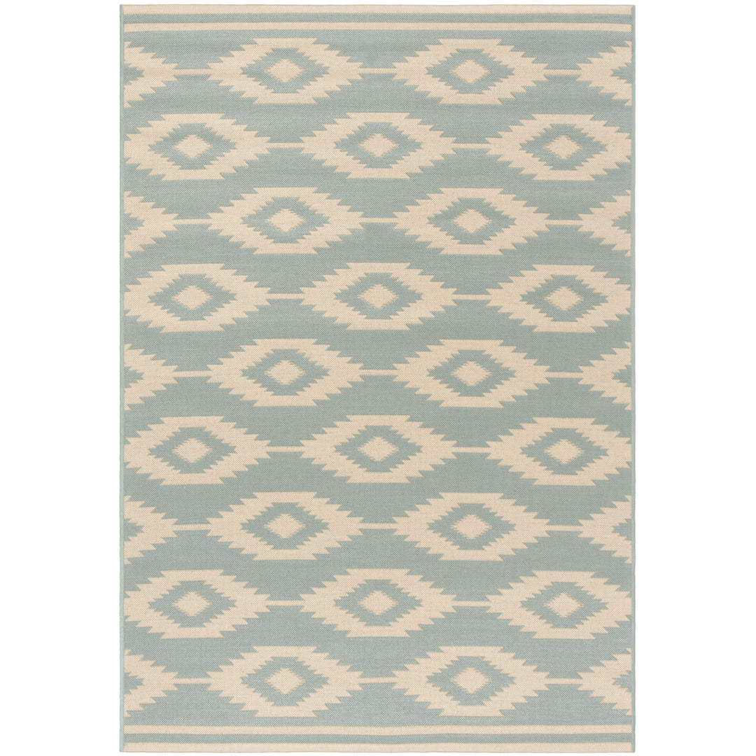 SAFAVIEH Outdoor LND171L Linden Collection Cream / Aqua Rug Image 11